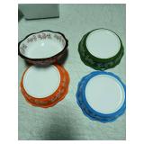 Cedilis 4 Pack Ceramic Mini Pie Pans, 6 inch Pot Pies Pan with Fluted Rims, 10oz Small Pie Dish for Baking Individual Quiche, Tarts, Fruit Pies, Microwave and Dishwasher Safe, 4 Color