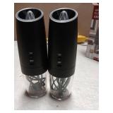 CIRCLE JOY Rechargeable Electric Salt and Pepper Grinder Set Gravity Salt and Pepper Mills Set with LED Light, No Battery Needed, Adjustable Coarseness, Washable 135ml Container, Black - Retail: $27