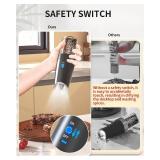 CIRCLE JOY Rechargeable Electric Salt and Pepper Grinder Set Gravity Salt and Pepper Mills Set with LED Light, No Battery Needed, Adjustable Coarseness, Washable 135ml Container, Black - Retail: $27