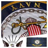 Embroidered United States Navy Flag 3x5-3Ply Heavy Duty 300D Nylon 4 Rows Sewn- All Weather 3x5 Navy Flag for Outdoor/Indoor with 2 Brass Grommets - Retail: $411