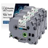 Msudoku TZe 141 Label Compatible with Brother TZe Tape 18mm 0.7 Laminated Clear Tape P Touch TZe141 TZ141 Tz 141 for PTD400 PTD600 PTD1880 PT1890W Label Maker (Black on Clear, 3-Pack) - Retail: $13