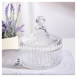 COSHINE Extra Large Body Powder Puff Dish, Powder Puff Crystal Container, Body Puff Jar, Puff not Including