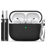 Ljusmicker for AirPods Pro 3 Case 2025 with Cleaner Kit,Soft Silicone Protective Cover for Apple AirPods Pro 3rd Generation Cases for Women Men,AirPod Pro 3 Case Accessories with Keychain-Black - Reta