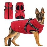 Dog Winter Coat with Harness Built-in | Waterproof Dog Jacket with Zipper & Fleece Lining | Reflective Cold Weather Coat for Small Medium Large Dogs - Retail: $30
