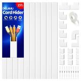 Delamu 157in Cord Hider Wall, TV Cable Hider Cord Covers for Wires on Wall, Large Cable Management Raceway, Paintable Wire Hiders Wire Covers for Cords for TV on Walls, 10 X L15.7 W1.18 H0.6in, White 