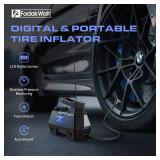 FADAKWALT Tire Inflator Portable Air Compressor, DC 12V Tire Air Pump with LED and 150PSI Digital Pressure Gauge, Portable Tire Inflator for Car Tires, Motorcycles, Bike, Ball (Blue) - Retail: $30