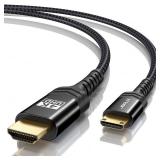 JSAUX Mini HDMI to HDMI Cable 15FT, [Aluminum Shell, Braided] High Speed 4K 60Hz HDMI 2.0 Cord, Compatible with Camera, Camcorder, Tablet and Graphics,Black - Retail: $19