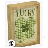 Lucky Shamrock Wooden Box Sign - Retail: $12