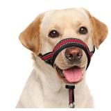 BARKLESS Soft Dog Head Collar, Patented Padded No Pull Head Halter, Training Nose Leash with Safety Link for Medium Large Dogs, Adjustable Muzzle Leash, Easy Control for Walking (L, Red) - Retail: $16