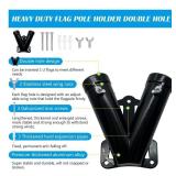NASOFIR Flag Holder, Flag Bracket, Flag Pole Holder Bracket Double Hole Design Outside House Heavy Duty Metal Flag Mount, Aluminum Alloy Mounting Brackets(1 inch) - Retail: $12