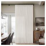 Cream Patio Sliding Door Curtains 70 Width 90 Inches Long Pinch Pleated Curtain Drape with Hooks Rings Light Filtering Ivory Semi Sheer Extra Wide 70x90 Drapes Panel for Living Dining Room 1 Panel - R