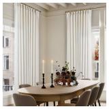 Extra Wide 60 Inch Width Pinch Pleated Curtains 96 Inch Length for Living Room Thick Linen Boho Curtain Memory Shape Light Filtering Privacy for Bedroom Large Windows Hooks Rings Cream 1 Panel 60x96 -