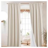 NICETOWN 100% Blackout Linen Curtains for Living Room with Thermal Insulated White Liner, 52" Wide, 2 Panels, 84" Long Drapes, Back Tab Retro Beige Linen Curtains Vertical Drapes Privacy for Bedroom -