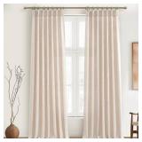 Pinch Pleat Linen Sheer Curtains 90 Inches Long for Living Room, Elegant Boho Thick Burlap Pleated Memory Trained Viral Curtain Kid Room/Office 2 Panel Set Light Filtering Privacy 90 Inch Length Taupe