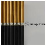 Gold Black Velvet Curtains for Living Room 84 Inches 2 Panels Set Window Treatment Vintage Curtain Embroidered Floral Drapes Retro Blackout Curtains - Retail: $45