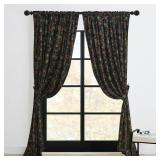StangH Black Velvet Curtains 84 inches Long - Printed Floral Design Home Decoration Back Tab Vintage Thermal Insulated Room Darkening Drapes for Bedroom Living Room, Black, 52 x 84-inch, 2 Panels - Re