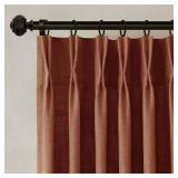 COMON HOME Terracotta Burnt Orange Thick Linen Curtains Pinch Pleated 90 Inch Length 2 Panels for Living Room Bedroom Semi Sheer Light Filtering Heavy Linen Drapes - Retail: $60