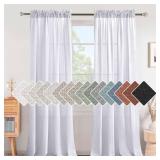 Linen Curtains Elegant Natural Linen Blended Curtains Energy Efficient Light Filtering / Rod Pocket Window Treatments Panels / Drapes for Livingroom (Set of 2, White, 52 inch W X 96 inch L) - Retail: 