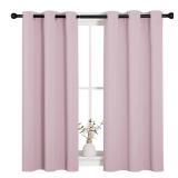 NICETOWN Room Darkening Curtain Panels for Girls Room, Nursery Essential Thermal Insulated Grommet Drapes for Small Window (Baby Pink, 2 PCs, 34 x 45 inch) - Retail: $20