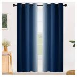 SimpleHome Ombre Room Darkening Curtains for Living Room, Light Blocking Dark Blue to Greyish White Thermal Insulated Grommet Window Curtains/Drapes for Bedroom, 2 Panels, 42x72 inches Length - Retail