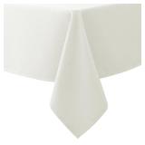Biscaynebay Textured Fabric Tablecloths 70x108 Inches Rectangular, Ivory Water Resistant Tablecloths for Dining, Kitchen, Wedding, Parties etc. Machine Washable - Retail: $19