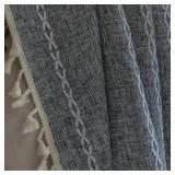 Deeprove Sheer Boho Curtains 63 inches Length for Cafe Closet Kitchen, Vintage Bohemian Embroidery Farmhouse Light Filter Privacy Country Tassel Window Treatments, W52 x L63,Dark Coal Grey 1 Panel - R