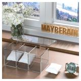 MaybeRain 3 Slot Watch Box Men Acrylic Watch Case, Premium Acrylic Watch Organizer,Clear Watch Display Case,Watch Storage for Men Women, Oak - Retail: $19