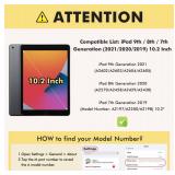 INFILAND for iPad 9th/8th/7th Generation Case 2021/2020/2019 10.2 inch, Glitter Slim Protective Cover with Clear Back, Pencil Holder for Kids Girls for iPad 7/8/9 Gen, Pink - Retail: $10