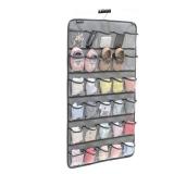 ANZORG Hanging Baby Shoes Organizer Baby Headband Holder Closet Organizer for Baby Bow Socks Underwear with 30 Clear Pockets (GREY) - Retail: $13