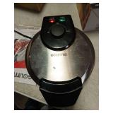 Gourmia Belgian Waffle Maker Compact Design with Upright Storage, Adjustable Browning, and Easy-Clean Nonstick Ceramic Plates, Stainless Steel - Retail: $30