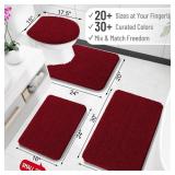 OLANLY Toilet Rugs U-Shaped 24x20, Extra Soft Absorbent Chenille Contour Bathroom Rugs for Toilet, Dry Quickly, Machine Washable, Non-Slip Bath Mat, Burgundy - Retail: $37