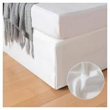 Queen Bed Skirt, Grid Plaid Soft Quadruple Pleated Ruffle Bed Skirt, Tailored Dust Ruffle 18 Inch Drop Easy Fit, Machine Washable Grey - Retail: $20