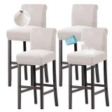 H.VERSAILTEX 100% Waterproof Bar Stool Cover Stretch Counter Stool Pub Chair Slipcover for Dining Room Removable Soft Thick Solid Fleece Fabric Bar Stool Slipcovers Set of 4, Ivory - Retail: $33
