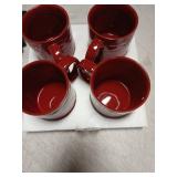 Elanze Designs High Gloss Raw Clay Bottom 15 ounce Ceramic Stoneware Coffee Mugs Set of 4, Red- Retail: $31