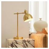 GLOBE Electric 61000058 18" Desk Lamp, Matte Brass Finish, Metal Shade, Adjustable Pivot Joint, Rotary Switch, Modern Lighting for Bedroom or Office, Timeless, Lights for Home, E26 Base - Retail: $57