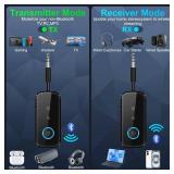 Premium Pro Bluetooth 5.4 Transmitter Receiver,Airplane Audio Adapter,Wireless Transmitter for TV/Travel Flight,Airline,Gym.Compatible with 2 AirPods/Headphones,Bluetooth Receiver for Car/Home Stereo 