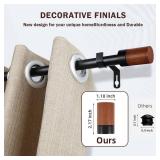Wood Curtain Rods for Windows 32 to 150 Inches(2.7-12.5ft),3/4 inch dia with Wood Grain Finials, for Bedroom,Kitchen and patio Adjustable by splicing add/reduce each rod (32