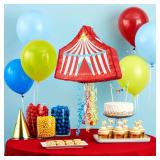 BLUE PANDA Pull String Circus Pinata - Small, 16.5 x 3 x 13 In, Red, Blue & Yellow - Carnival Pinata & Party Decoration - Pull String for Kids for Circus Themed Birthday Party - Retail: $32