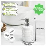 Abriclo Ceramic Soap Dispenser, Modern Liquid Pump Soap Dispenser 13.5oz Refillable Lotion Bottle with Thread Pattern for Home Decor Stylish Hand Soap Dispenser for Kitchen,Bathroom-Ivory White