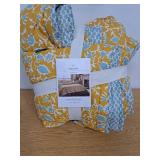 King Earthy Vines Quilt Mustard Yellow/Teal Blue - Threshold: Voile, Botanical Pattern, Machine Washable