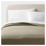 King Jersey Quilt Dark Olive Green Heather - Threshold: Knitted Coverlet, Machine Washable, OEKO-TEX Certified