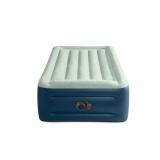 Intex Elevated 18" Pillow Rest Twin Air Mattress with Internal Pump - Off-White/Blue: Includes Storage Bag, Repair Patch, Electric Pump - Retail: $57
