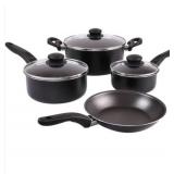 Mainstays 7 Piece Non Stick Aluminium  Pots and Pans Cookware Set - Black