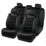 Skechers Leather Mesh Full Set Car Seat Cover Premium Comfort with Breathable Mesh Panels  Durable Leather Construction  Universal Fit for Cars  - Retail: $64