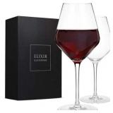 ELIXIR GLASSWARE Red Wine Glasses Set of 2, Long Stem -22oz