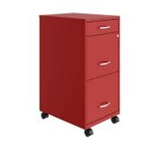 Space Solutions 18in. Deep 3 Drawer Mobile Letter Width Vertical File Cabinet  Red - Retail: $186