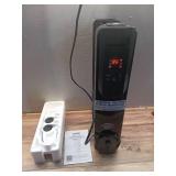 1500-Watt Black Indoor Electric Oil-Filled Radiator Convection Radiant Space Heater with Remote Control for Living Space  (Missing 2 wheels)- Retail: $100