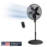 20 in. 4 Speed Oscillating Pedestal Fan for Home in Black with 90° Oscillation, Adjustable Height, Timer and Remote - Retail: $80