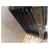 1500-Watt Black Indoor Electric Oil-Filled Radiator Convection Radiant Space Heater with Remote Control for Living Space (Missing Wheels)- Retail: $100