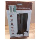 1500-Watt Black Indoor Electric Oil-Filled Radiator Convection Radiant Space Heater with Remote Control for Living Space - Retail: $100